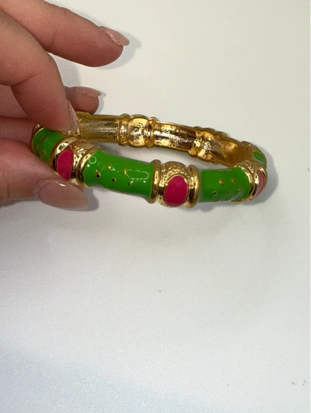 Fornash Kelly Green + Pink Bangle
